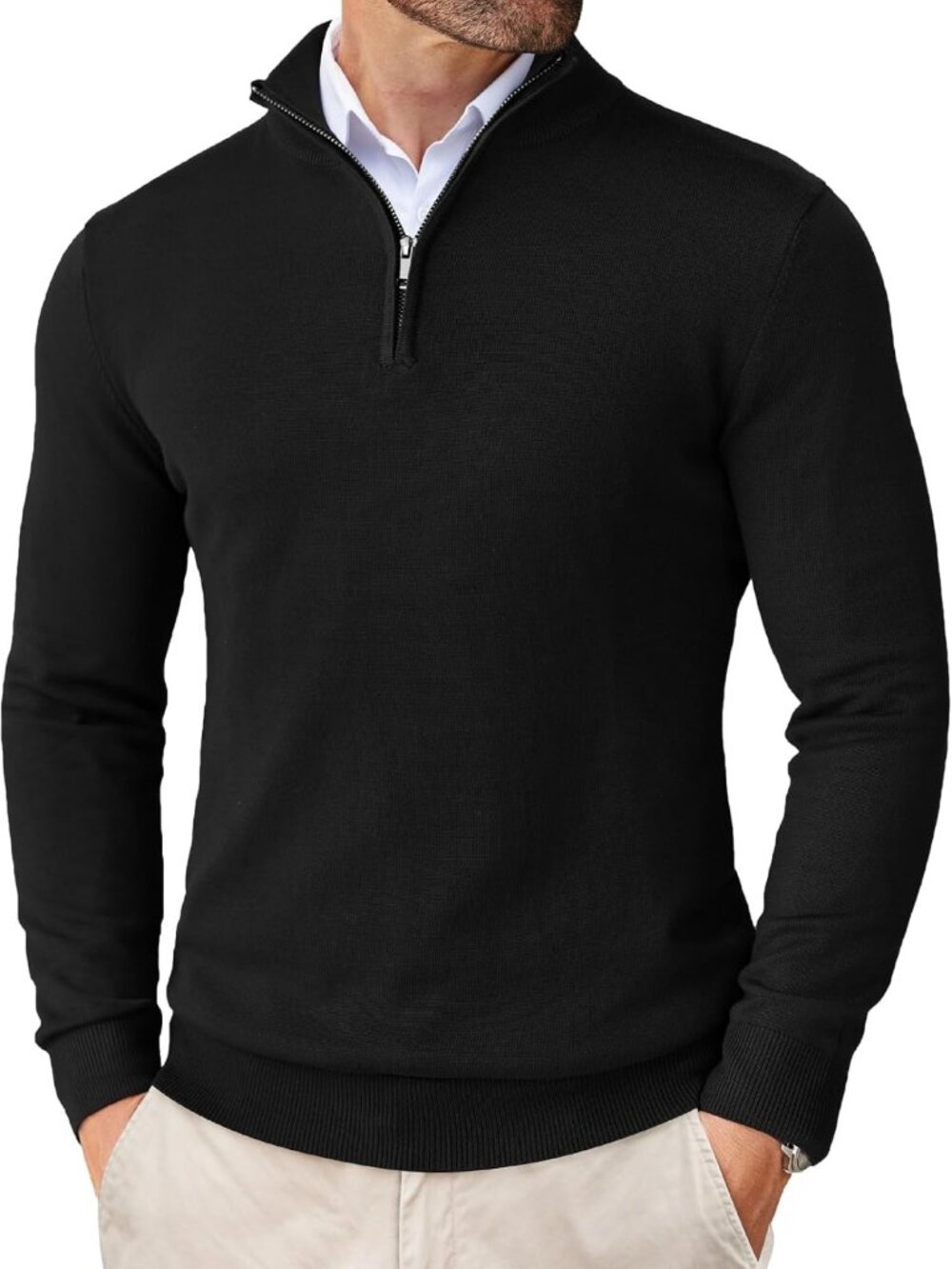 Slim Fit Lightweight Quarter Zip Sweater for Men | Stylish Mock Pullover